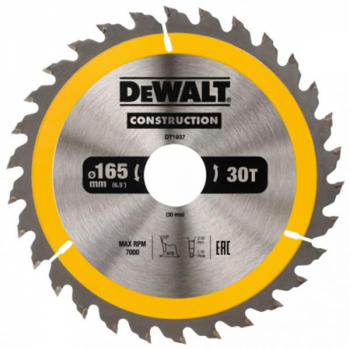 Пильный диск DeWalt Construction 165х30мм 30ATB DT1937-QZ