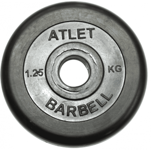 Диск обрезиненный MB Barbell Диск обрезиненный d 31 мм чёрный 1,25 кг Atlet