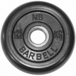 Диск обрезиненный MB Barbell Диск обрезиненный d 31 мм чёрный 1,25 кг